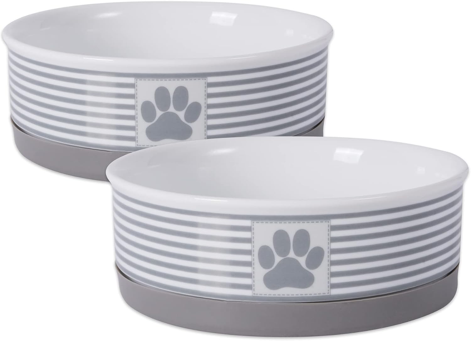 Elevate Your Pet's Dining Experience with the Paw & Patch Stylish Gray Ceramic Pet Bowl Set - Medium 2-Piece Collection