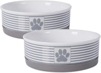 Elevate Your Pet's Dining Experience with the Paw & Patch Stylish Gray Ceramic Pet Bowl Set - Medium 2-Piece Collection