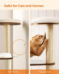 Deluxe 64.6-Inch Multi-Level Cat Tree with 5 Scratching Posts for Ultimate Play and Comfort