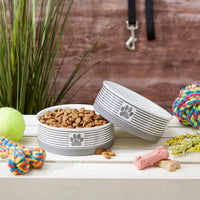 Elevate Your Pet's Dining Experience with the Paw & Patch Stylish Gray Ceramic Pet Bowl Set - Medium 2-Piece Collection
