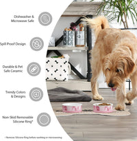 Elevate Your Pet's Dining Experience with the Paw & Patch Stylish Gray Ceramic Pet Bowl Set - Medium 2-Piece Collection
