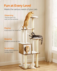 Deluxe 64.6-Inch Multi-Level Cat Tree with 5 Scratching Posts for Ultimate Play and Comfort