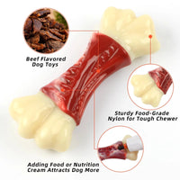Durable Beef Flavor Chew Toy for Large Aggressive Chewers - Indestructible Nylon Bone for Happy Dogs
